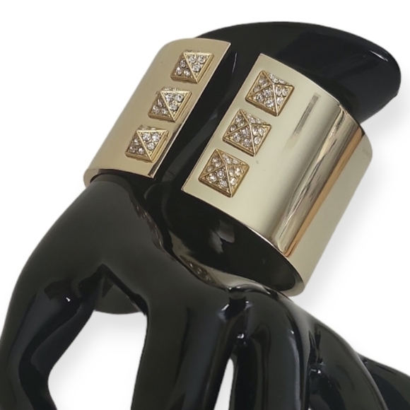 Victoria's Secret "Scandalous" Goldtone & Rhinestone Hinged Cuff Bracelet - Picture 7 of 9
